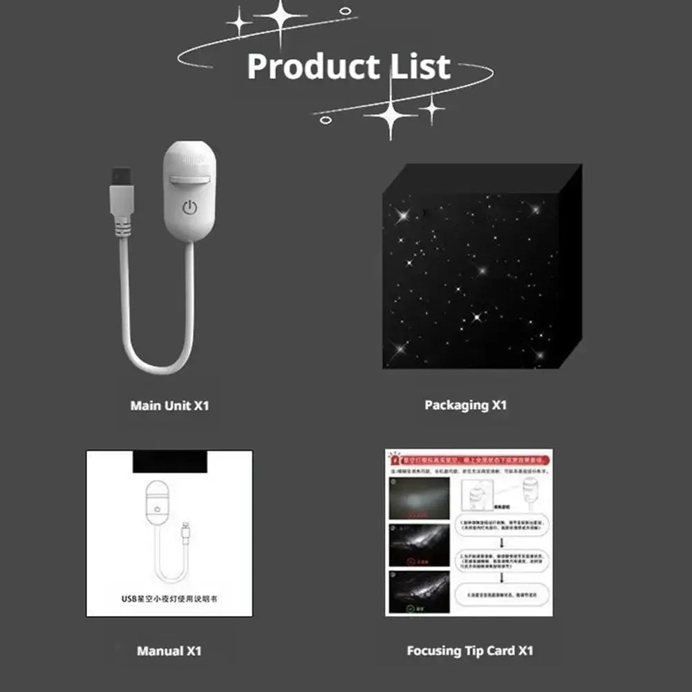 2 In 1 Usb Mini Galaxy Star Projector Night Light 12 Films Starry Sky Ambient Light For Car Home Decoration For Adults And Kids